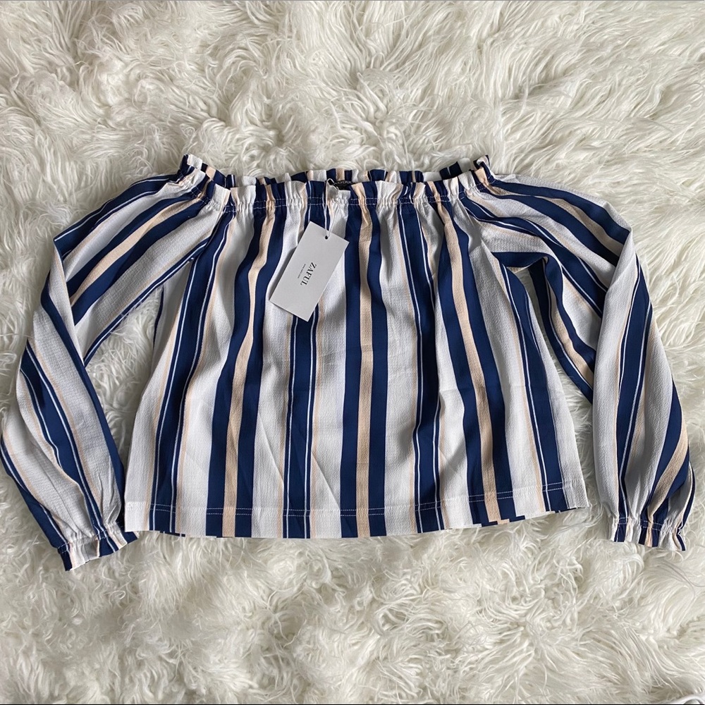 ‼️NWT‼️ ZAFUL Off the shoulder striped blouse- S